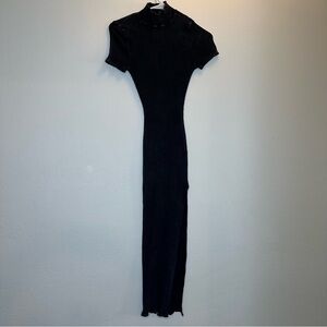 Nanamacs Black Ribbed Side Slit Dress Size Medium